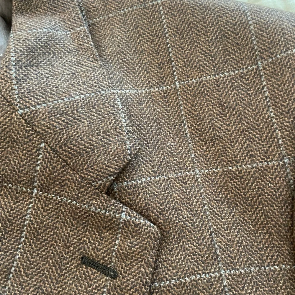 MABRO made in Italy‎ for cuzzens Cashmere & Silk Windowpane Jacket in Brown 46 R
